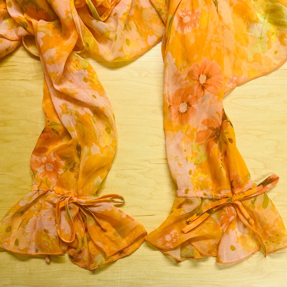 Wild Fable Floral Print Duster Sheer Festival Fairy 60s Swim Cover Whimsical XS - Picture 6 of 9